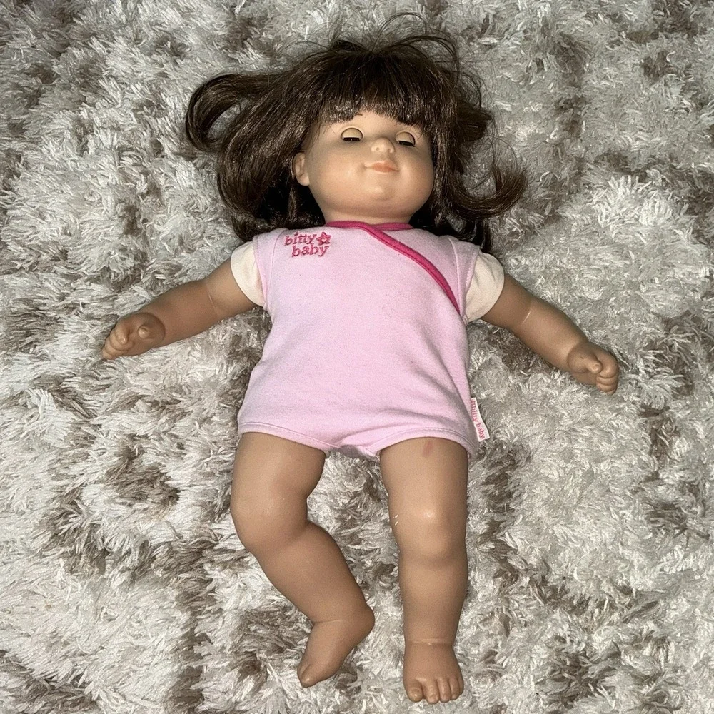 American Girl Bitty Baby Brunette Toddler Twin One Doll Vintage Pink Onsie